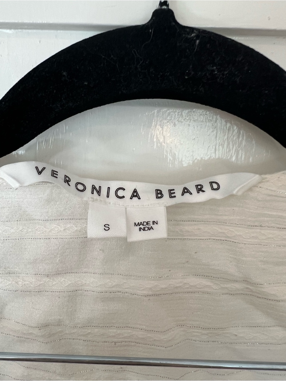 EUC Veronica Beard Tinzia Glitter Striped White Midi Dress - Picture 5 of 7